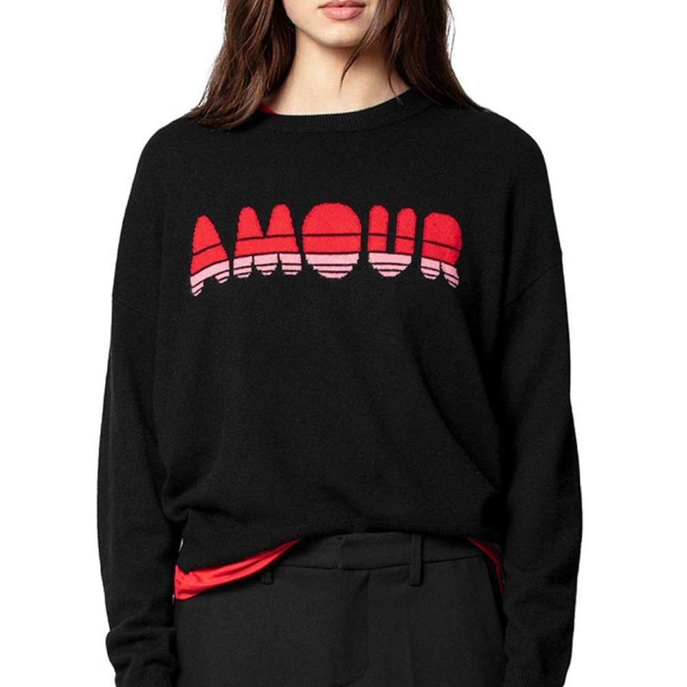 Zadig & Voltaire Cashmere Sweater Black Crew Neck Amour XS